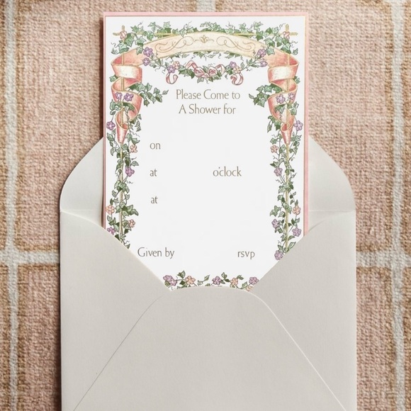4ct Caspari Fill-In Shower Floral Invitations - Picture 1 of 15
